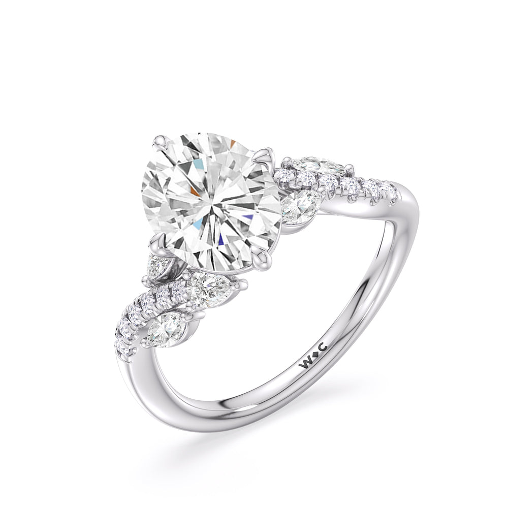 Enchanting Vine Engagement Ring with Oval Cut Diamond in 14KT Platinum view 6
