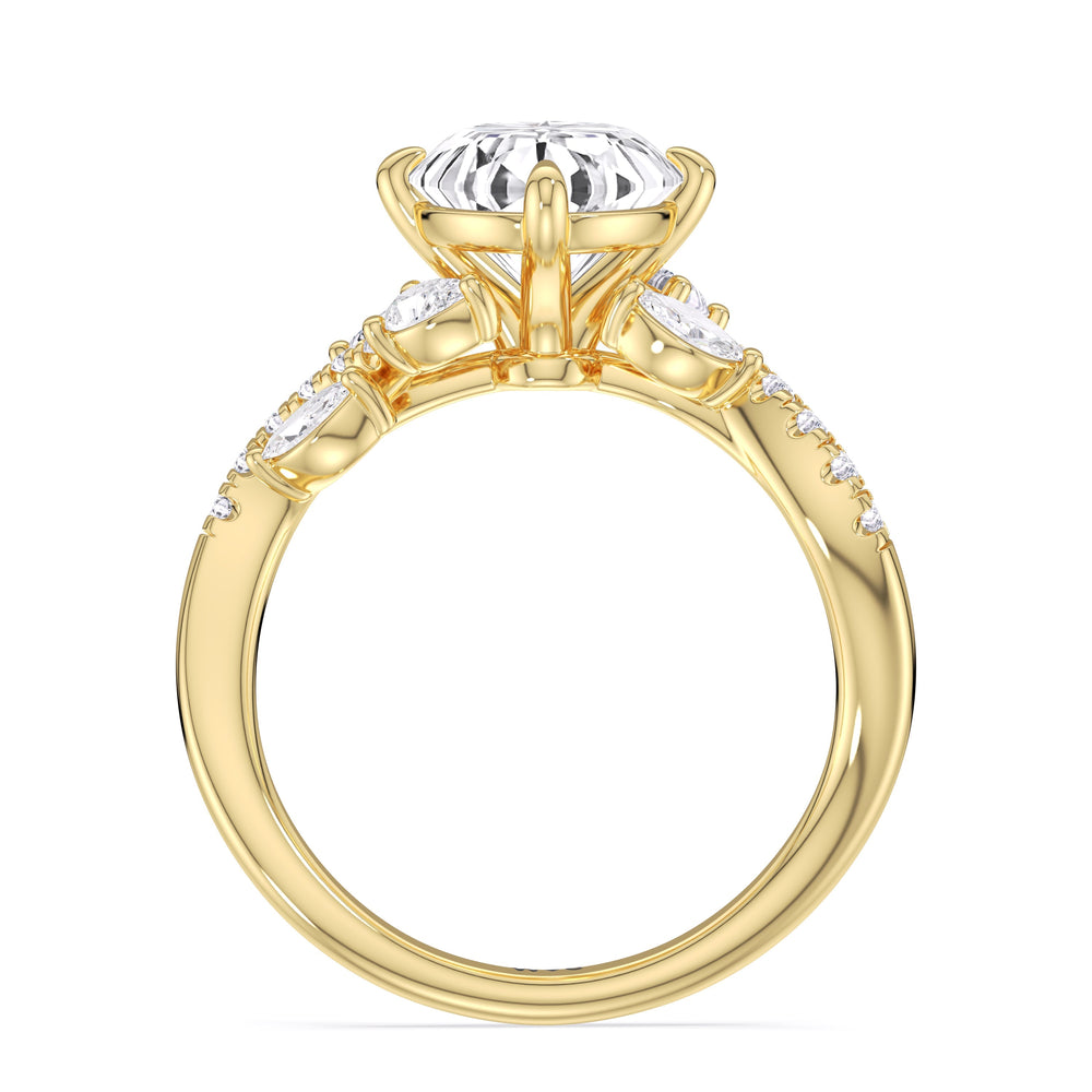 Enchanting Vine Engagement Ring with Oval Cut Diamond in 14KT Yellow Gold view 5
