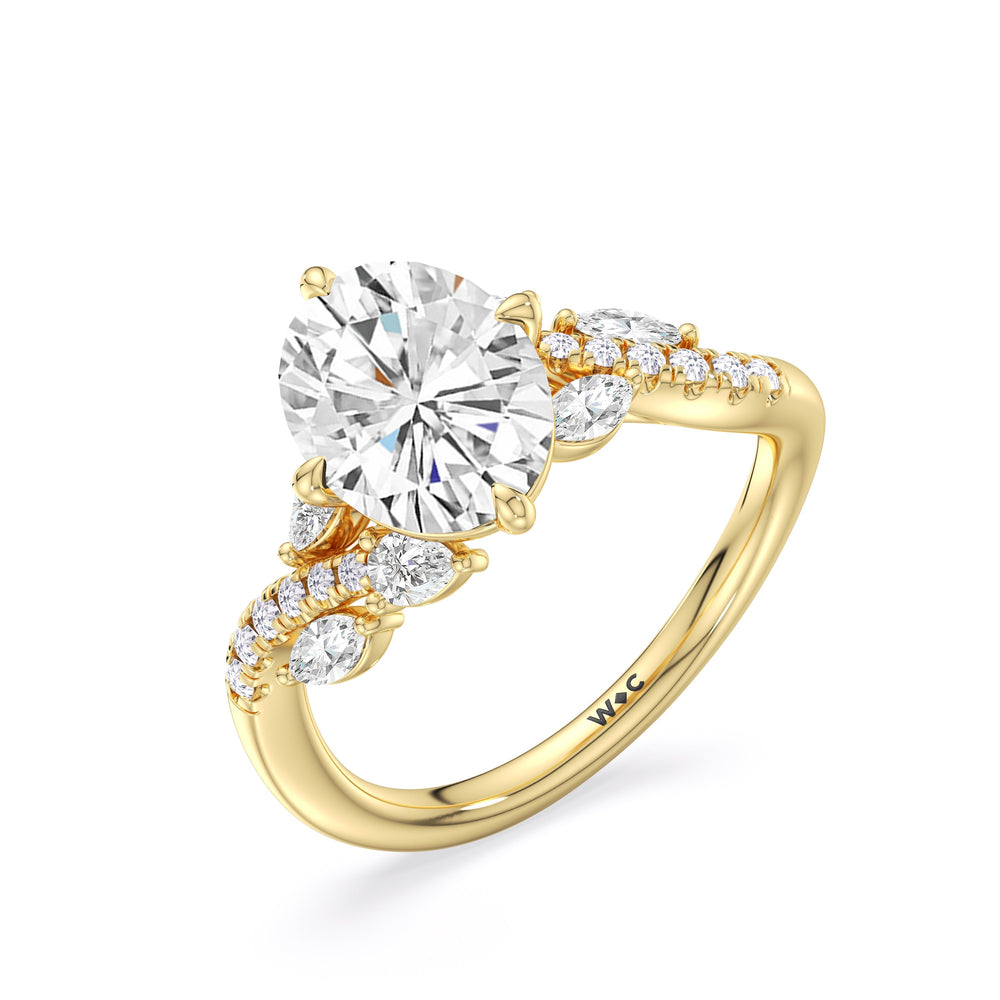 Enchanting Vine Engagement Ring with Oval Cut Diamond in 14KT Yellow Gold view 6
