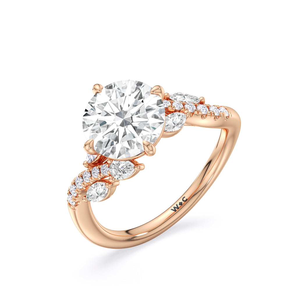 Enchanting Vine Engagement Ring with Round Cut Diamond in 14KT Rose Gold view 6
