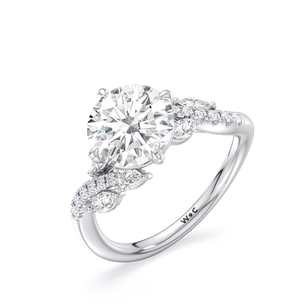 Enchanting Vine Engagement Ring with Round Cut Diamond in 14KT Platinum view 6
