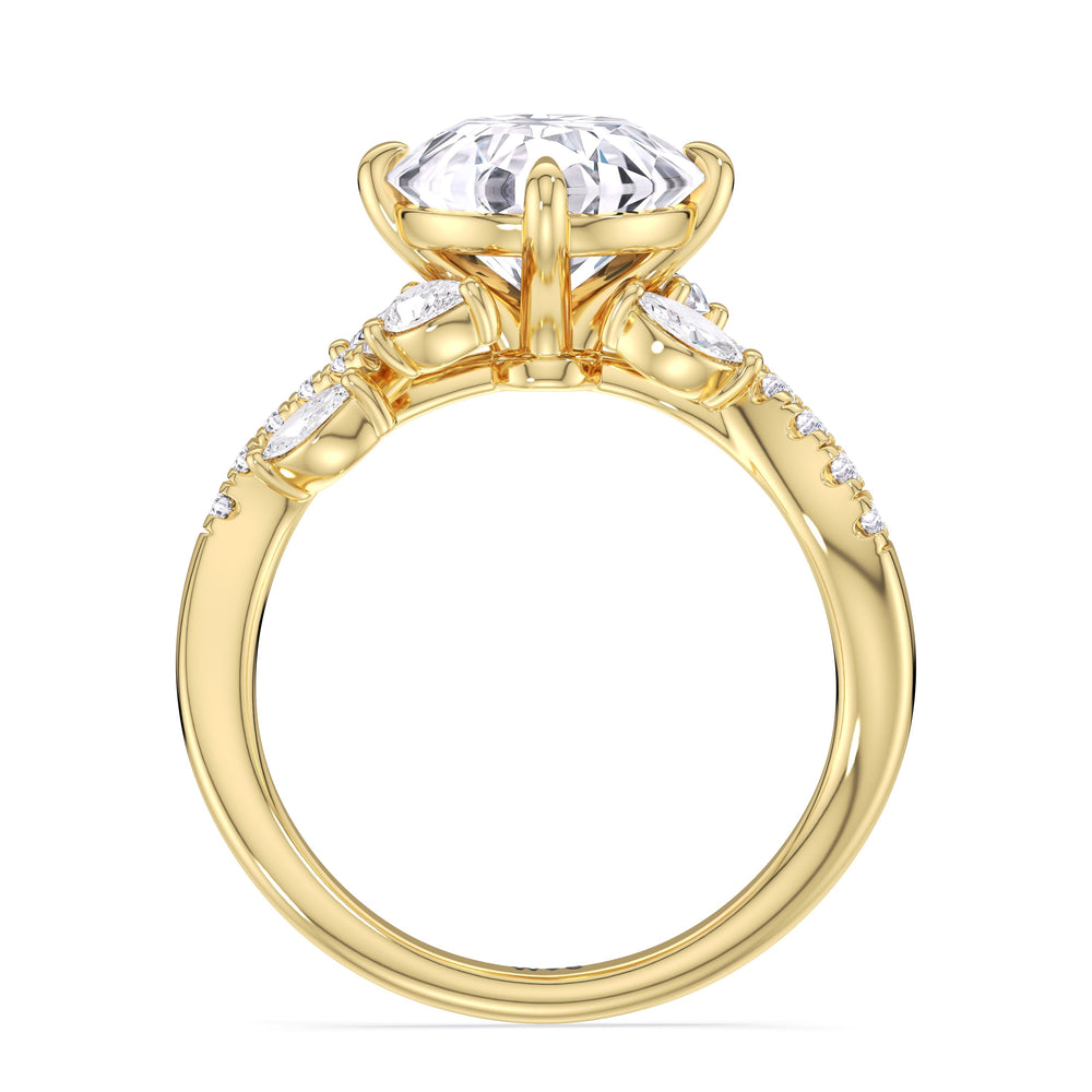 Enchanting Vine Engagement Ring with Round Cut Diamond in 14KT Yellow Gold view 5
