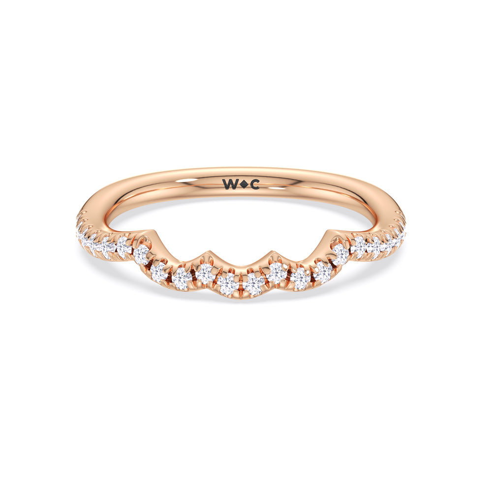 Winding Vine Diamond Wedding Band with 18KT Rose Gold Cut Diamond in 14KT Rose Gold view 1

