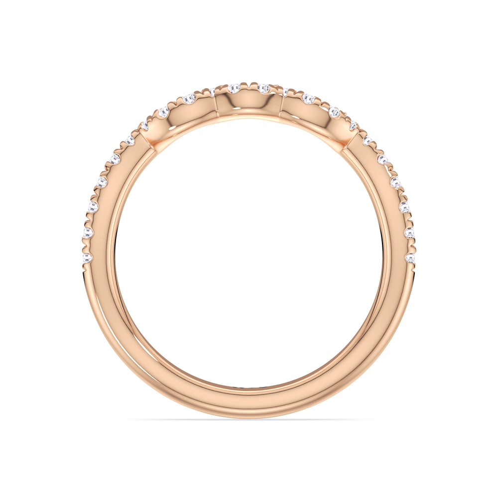 Winding Vine Diamond Wedding Band with 18KT Rose Gold Cut Diamond in 14KT Rose Gold view 2
