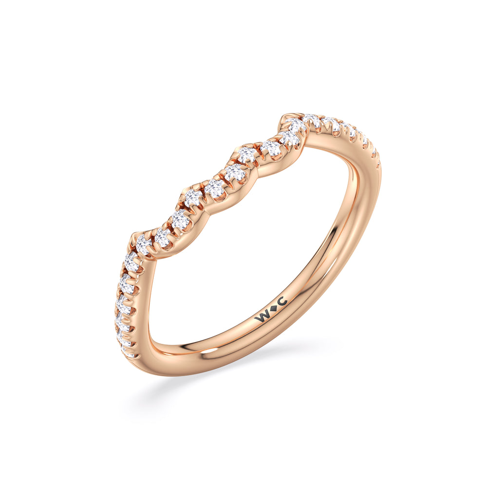 Winding Vine Diamond Wedding Band with 18KT Rose Gold Cut Diamond in 14KT Rose Gold view 4

