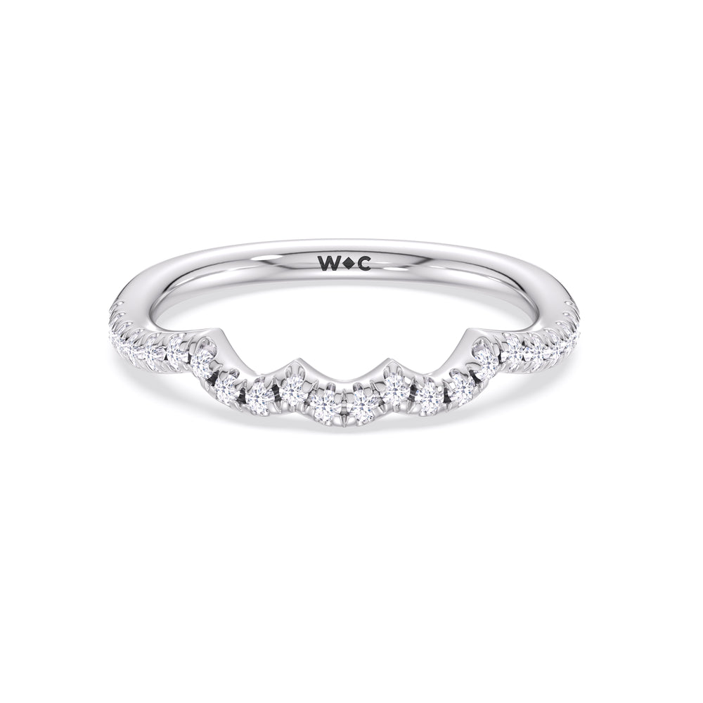 Winding Vine Diamond Wedding Band with Platinum Cut Diamond in 14KT Platinum view 1
