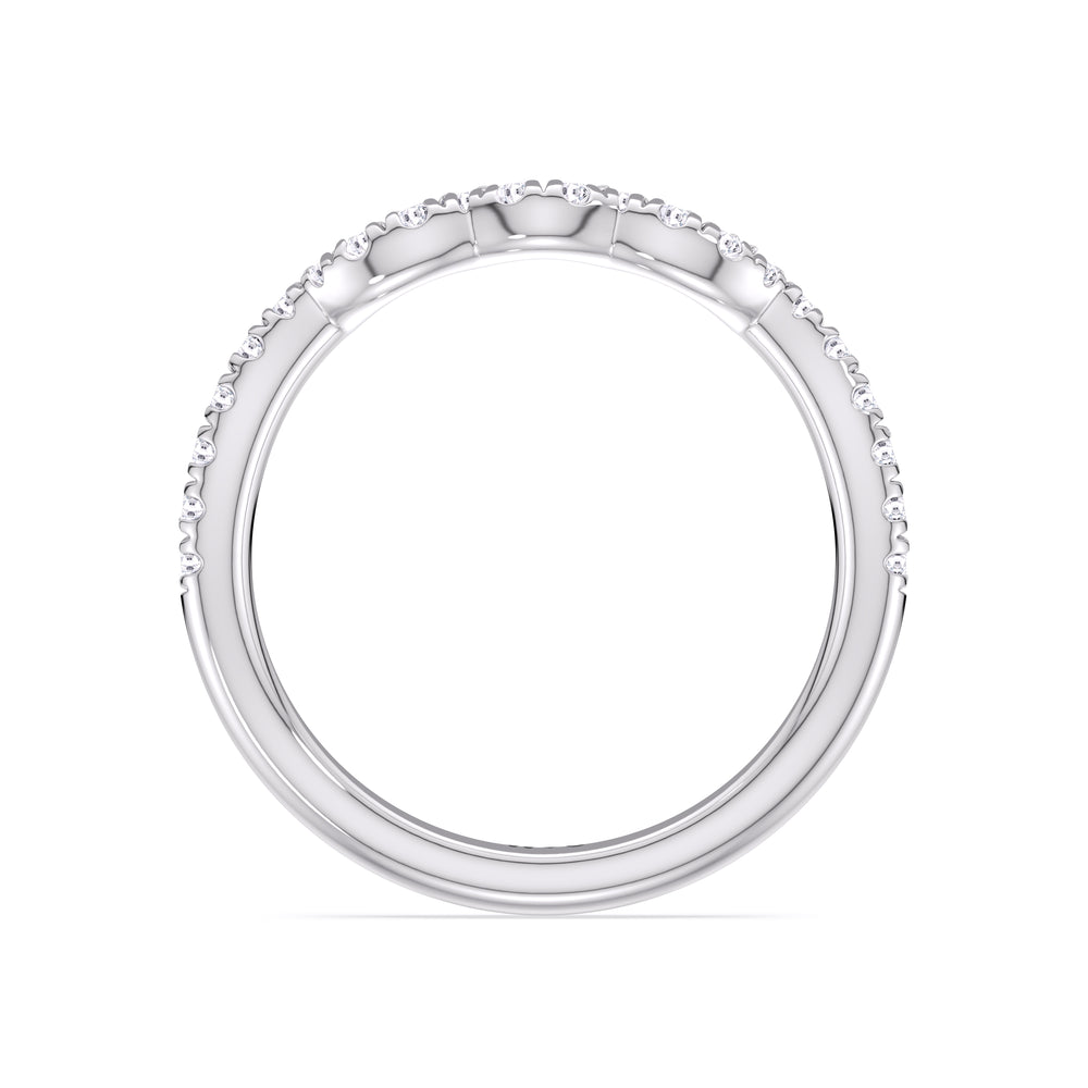 Winding Vine Diamond Wedding Band with Platinum Cut Diamond in 14KT Platinum view 2

