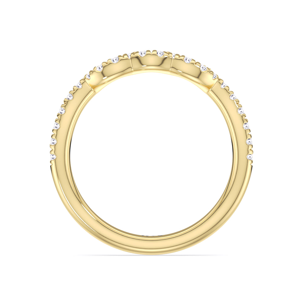 Winding Vine Diamond Wedding Band with 18KT Yellow Gold Cut Diamond in 14KT Yellow Gold view 2
