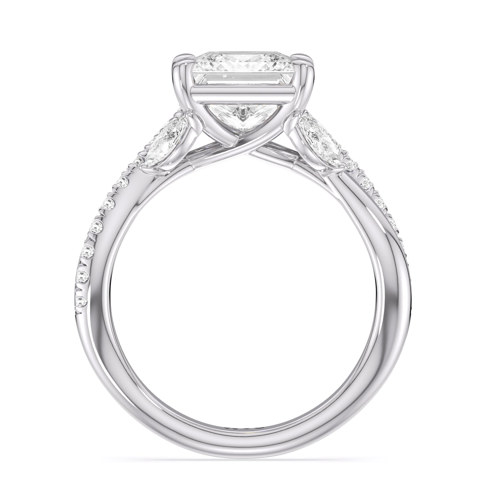 Winding Vine Engagement Ring with Princess Cut Diamond in 14KT Platinum view 4
