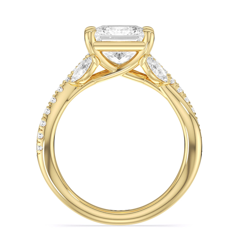 Winding Vine Engagement Ring with Princess Cut Diamond in 14KT Yellow Gold view 4
