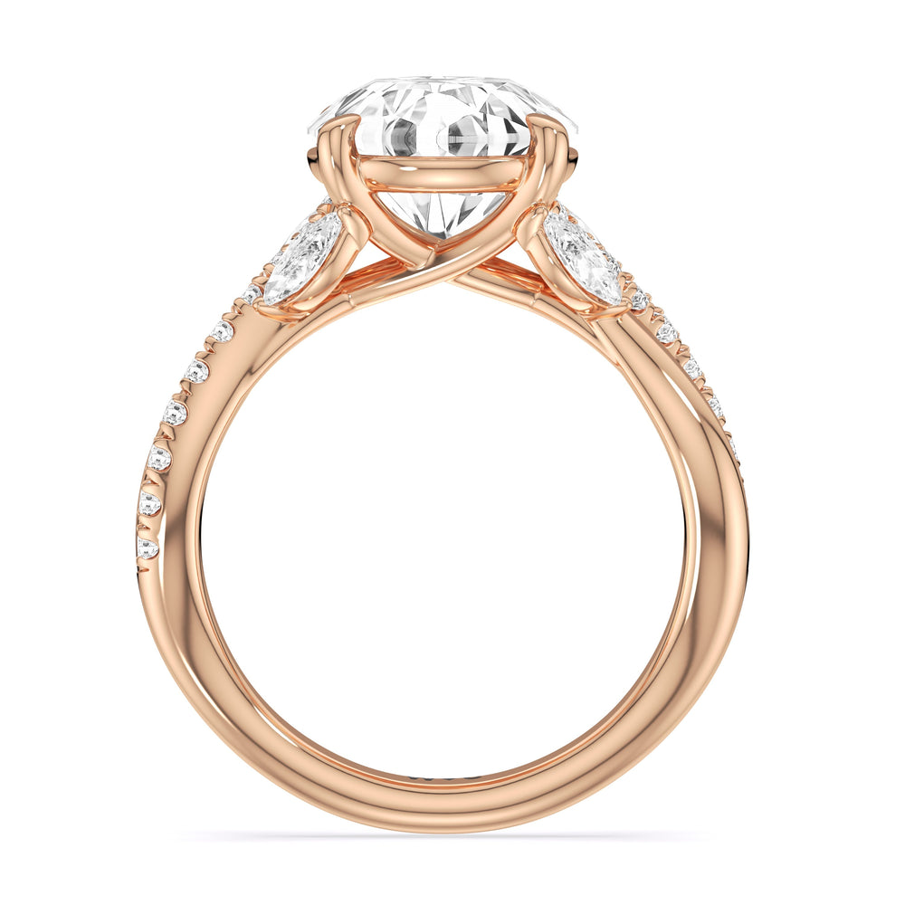 Winding Vine Engagement Ring with Round Cut Diamond in 14KT Rose Gold view 4

