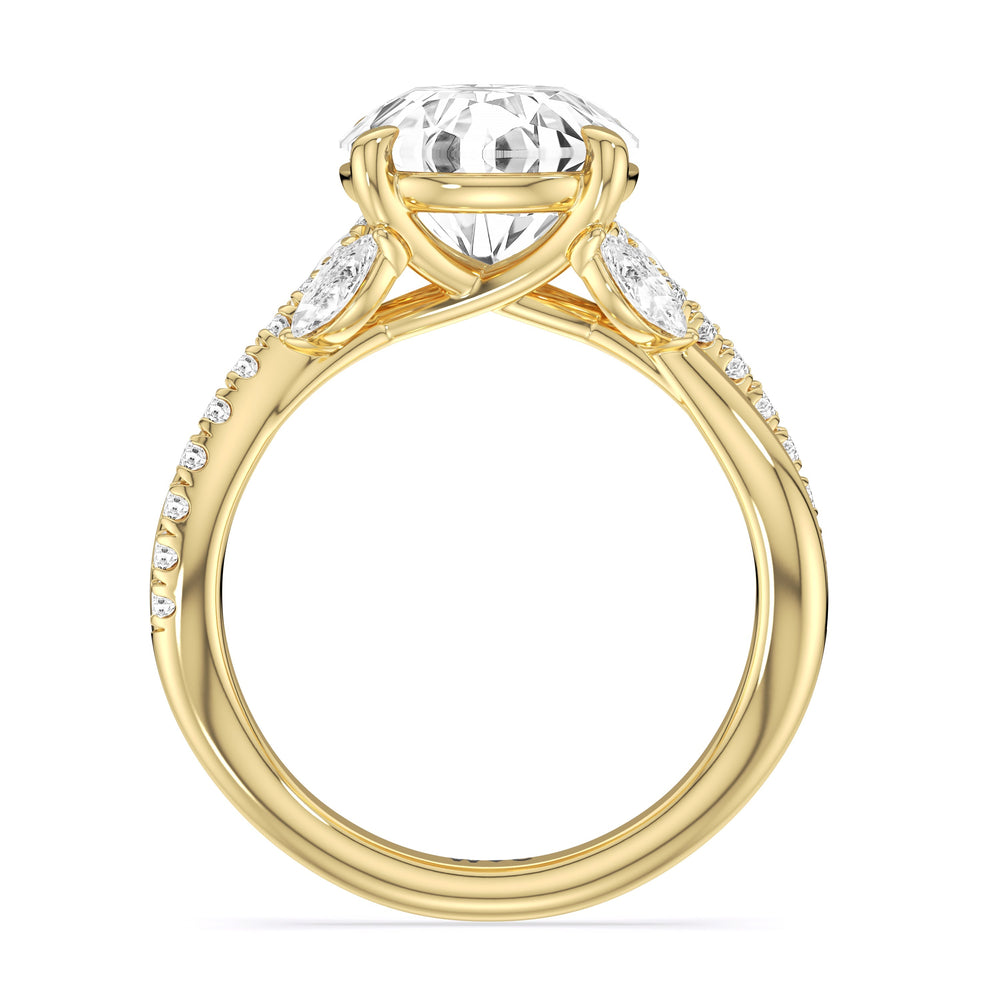 Winding Vine Engagement Ring with Round Cut Diamond in 14KT Yellow Gold view 4

