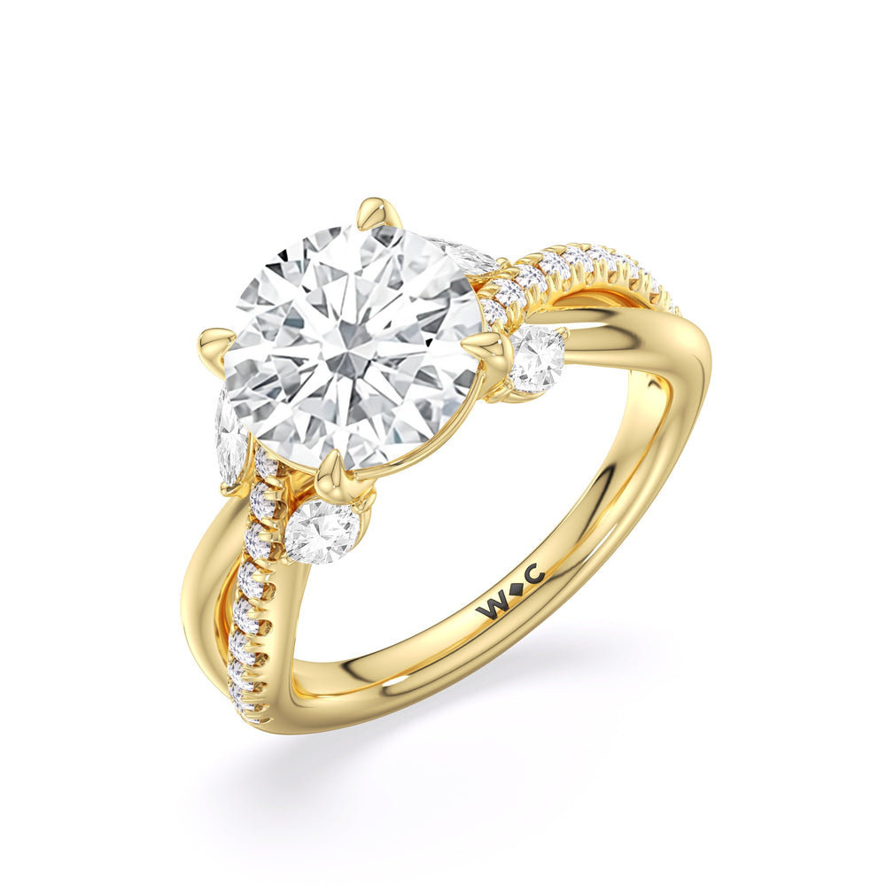 Winding Vine Engagement Ring with Round Cut Diamond in 14KT Yellow Gold view 5
