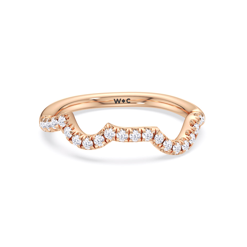 Vintage Vine Diamond Wedding Band with 18KT Rose Gold Cut Diamond in 14KT Rose Gold view 1
