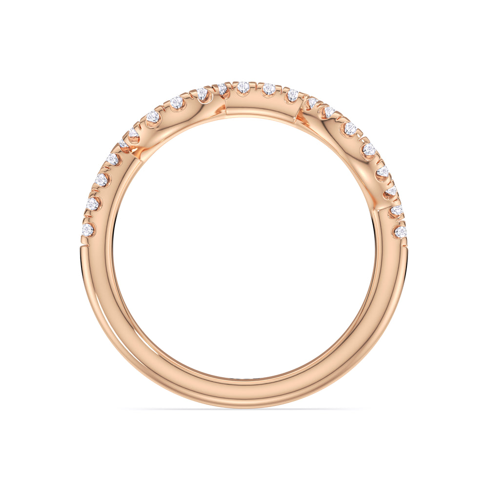 Vintage Vine Diamond Wedding Band with 18KT Rose Gold Cut Diamond in 14KT Rose Gold view 2
