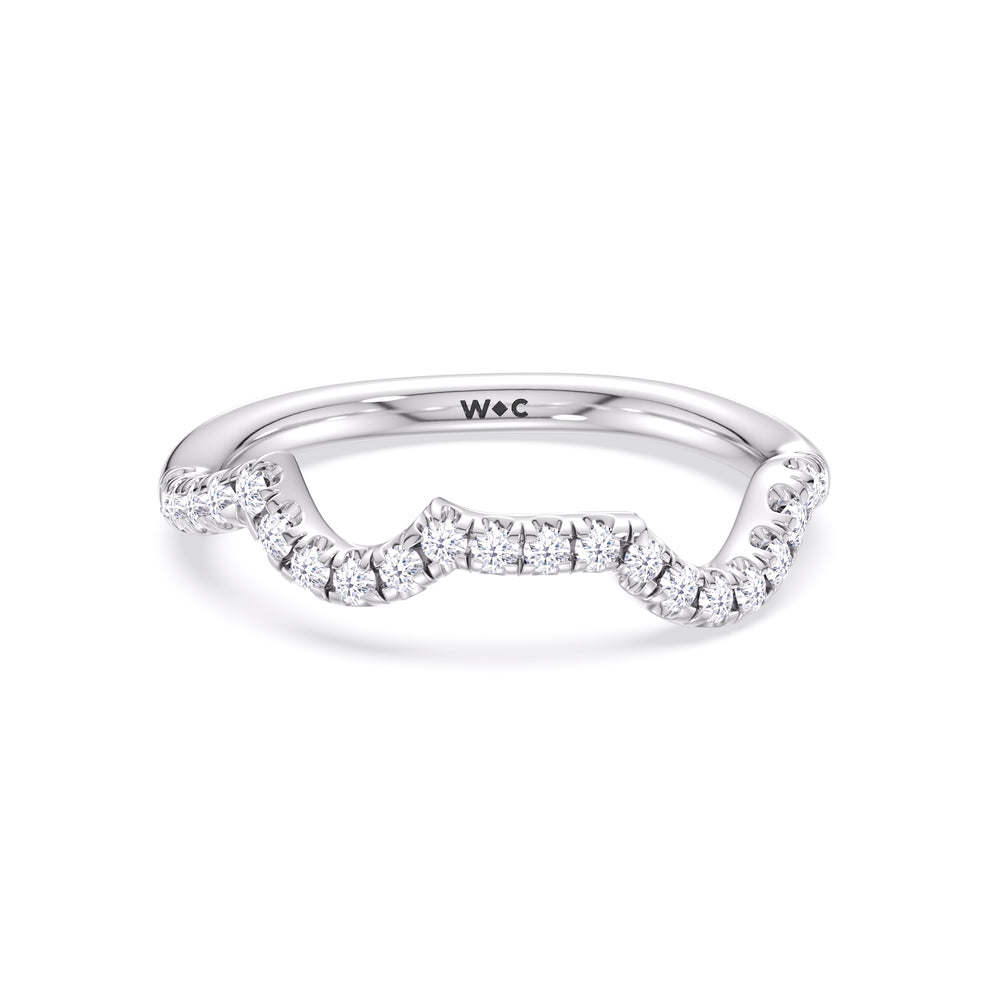 Vintage Vine Diamond Wedding Band with Platinum Cut Diamond in 14KT Platinum view 1
