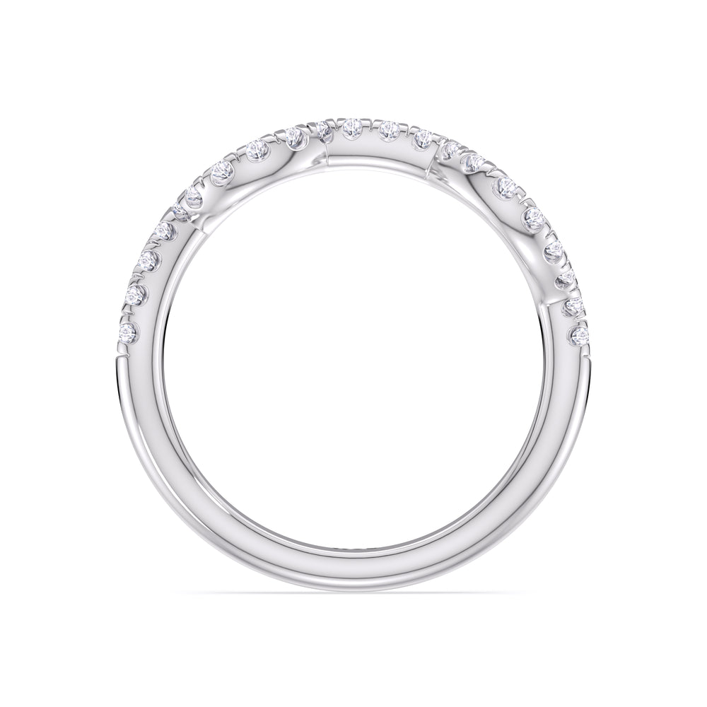 Vintage Vine Diamond Wedding Band with Platinum Cut Diamond in 14KT Platinum view 2
