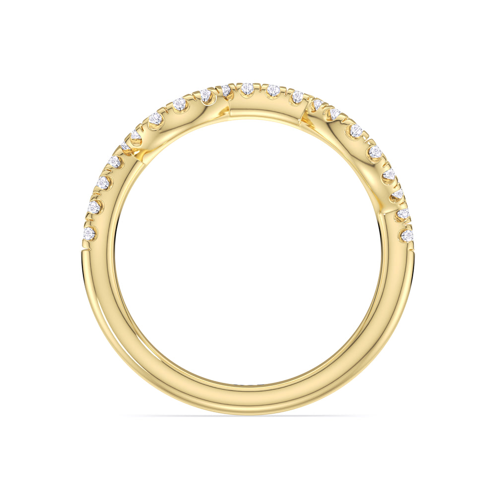 Vintage Vine Diamond Wedding Band with 18KT Yellow Gold Cut Diamond in 14KT Yellow Gold view 2
