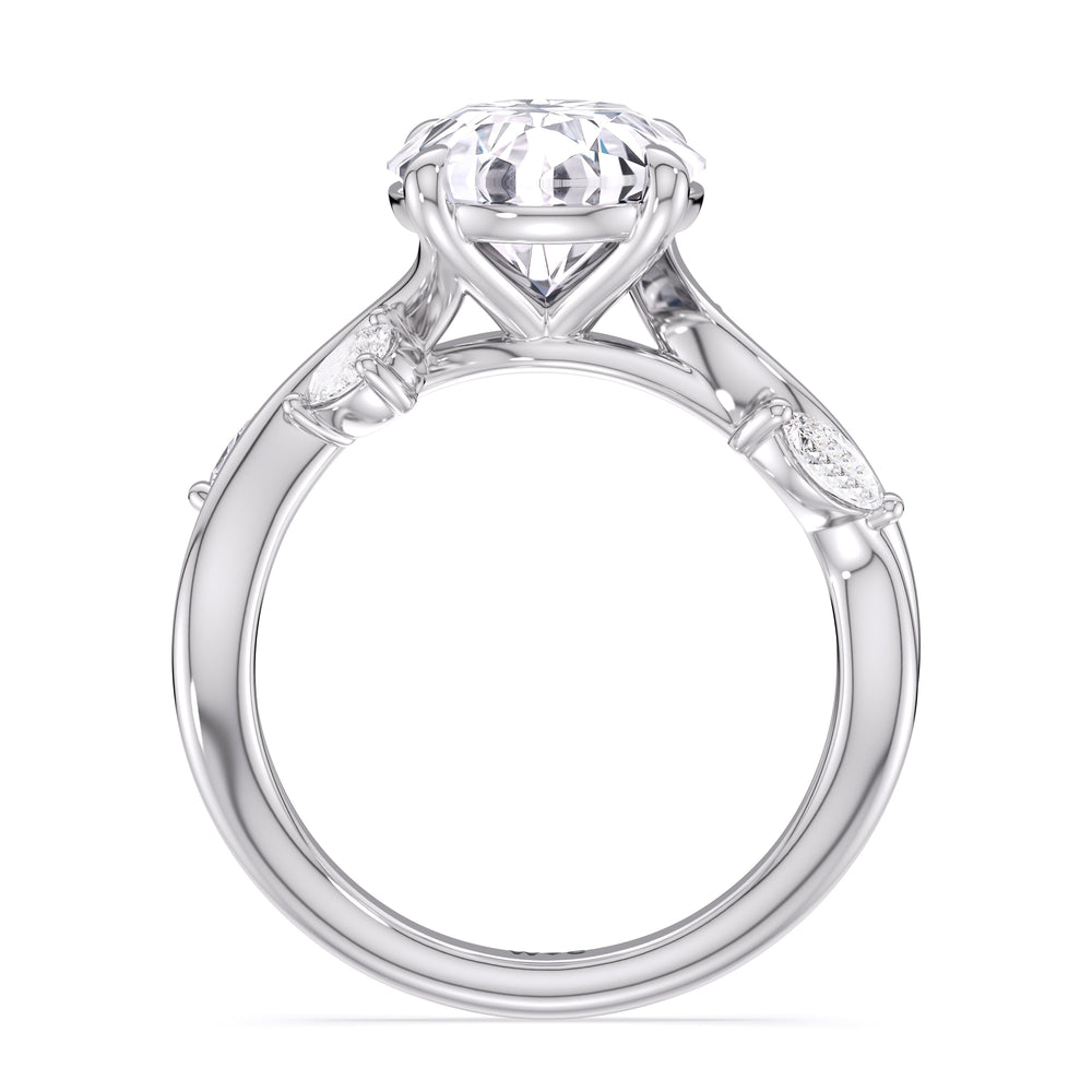 Vintage Vine Engagement Ring with Round Cut Diamond in 14KT Platinum view 2
