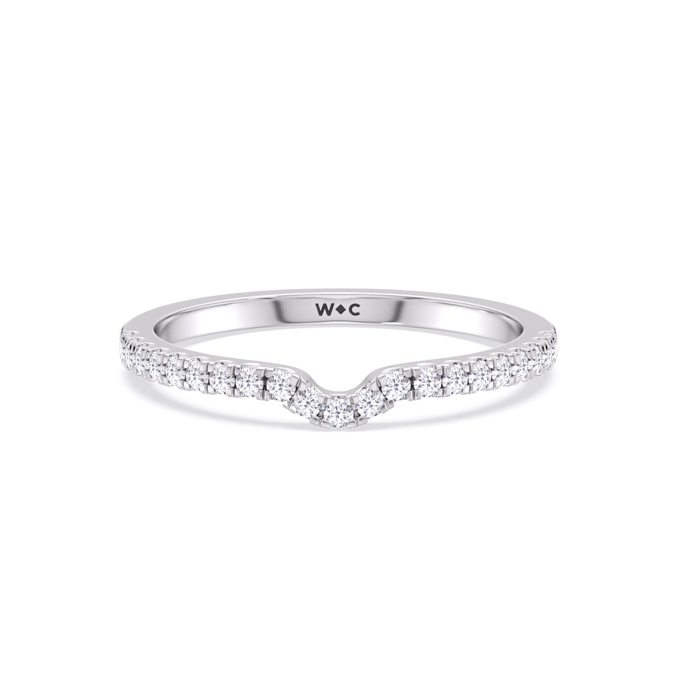 Fine Vela Classic Pave Diamond Wedding Band with Platinum Cut Diamond in 14KT Platinum view 1

