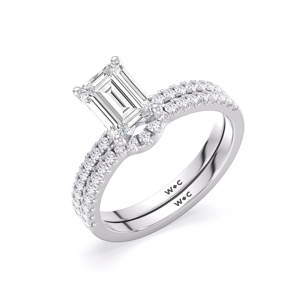 Fine Vela Classic Pave Diamond Engagement Ring with Princess Cut Diamond in 14KT Platinum view 7
