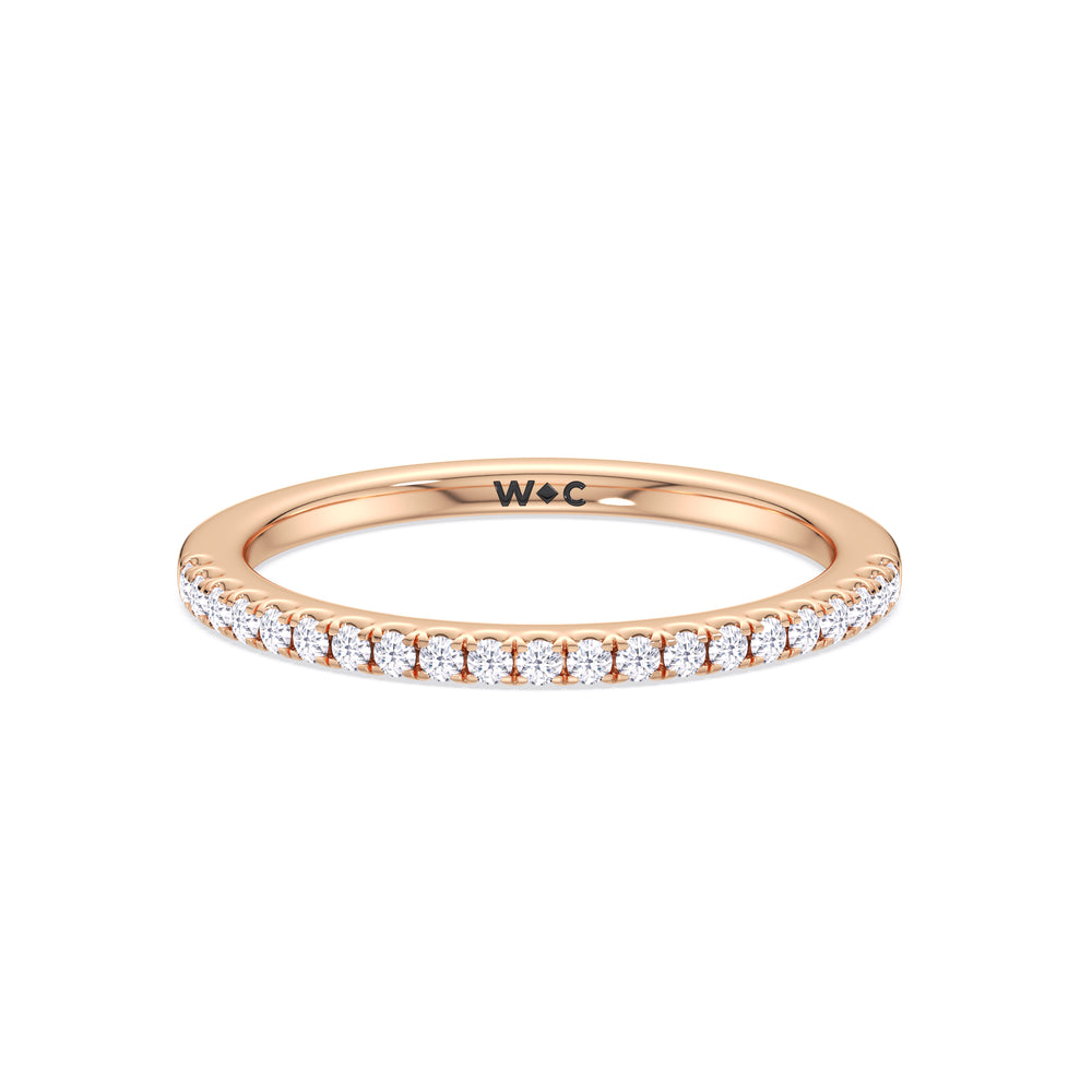 Fine Chevron Hidden Halo Diamond Wedding Band with 18KT Rose Gold Cut Diamond in 14KT Rose Gold view 1

