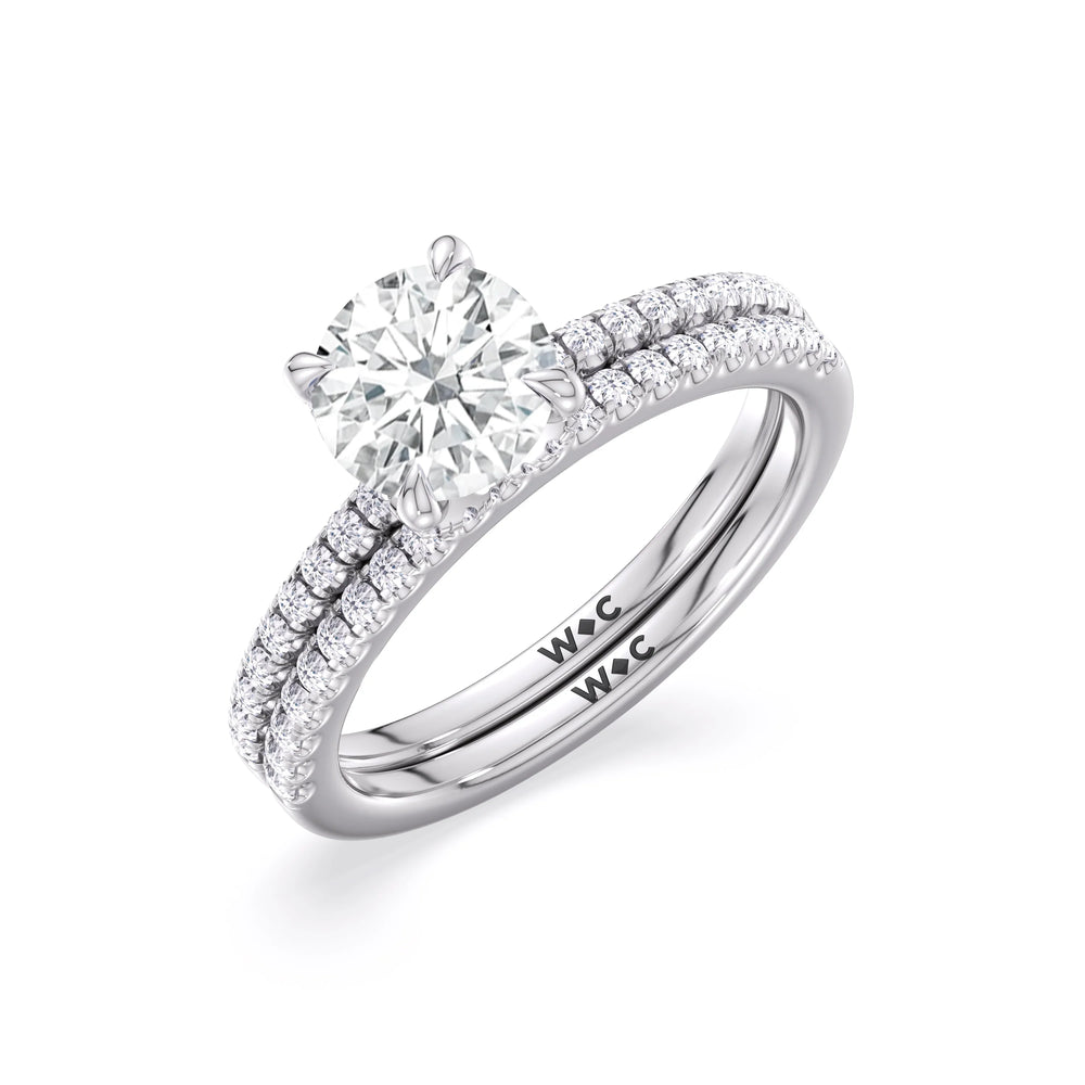 Fine Chevron Hidden Halo Engagement Ring with Round Cut Diamond in 14KT Platinum view 4
