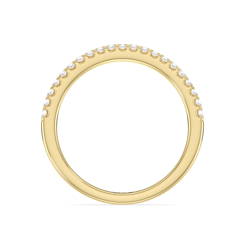 Fine Chevron Hidden Halo Diamond Wedding Band with 18KT Yellow Gold Cut Diamond in 14KT Yellow Gold view 2
