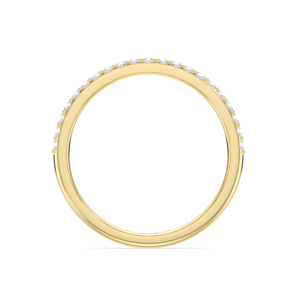 Fine Modern Fine Line Hidden Halo Diamond Wedding Band with 18KT Yellow Gold Cut Diamond in 14KT Yellow Gold view 2
