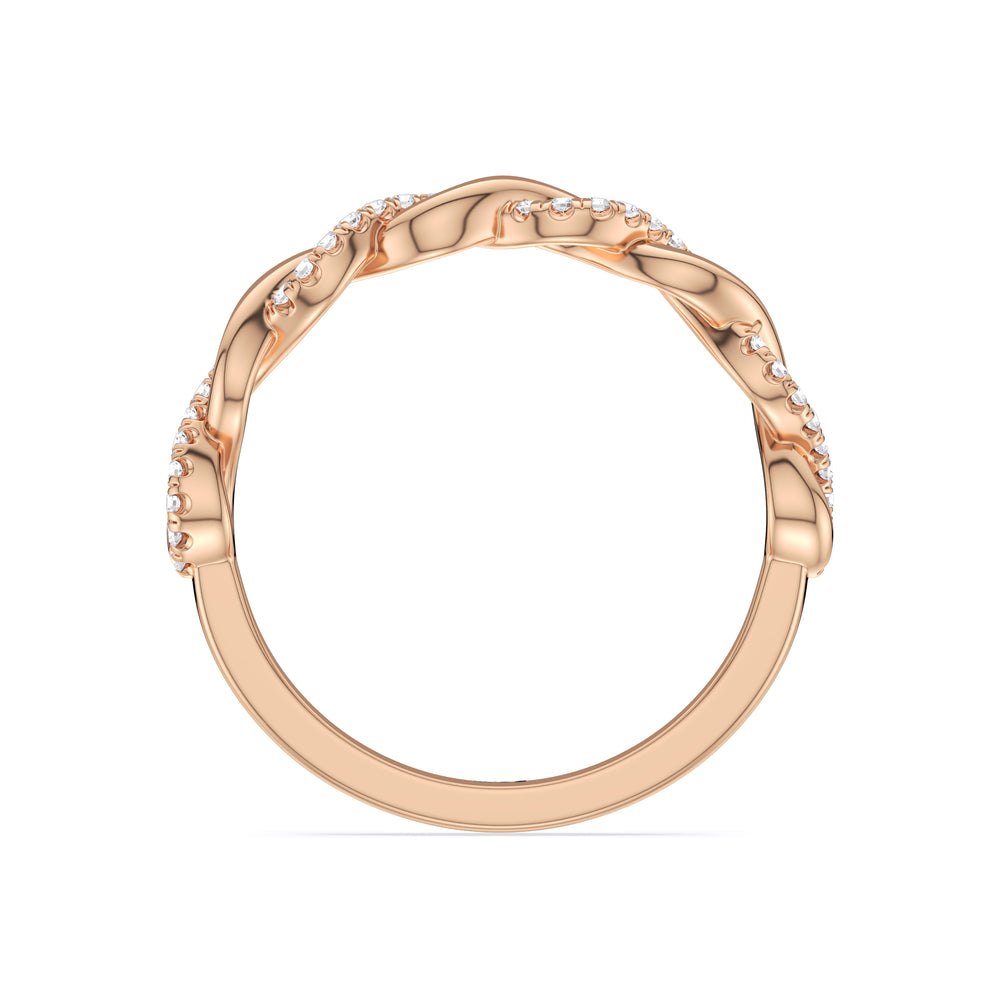 Fine Glamour Twisted Diamond Wedding Band with 18KT Rose Gold Cut Diamond in 14KT Rose Gold view 2
