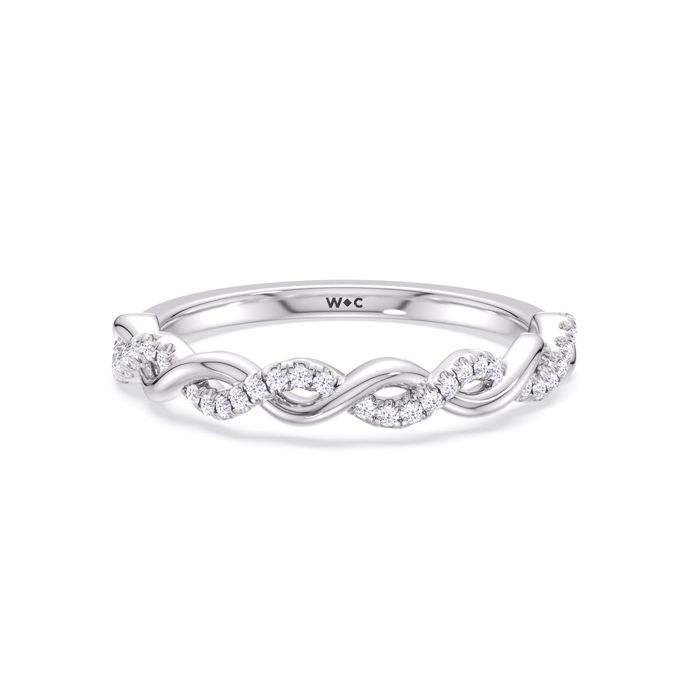 Fine Glamour Twisted Diamond Wedding Band with Platinum Cut Diamond in 14KT Platinum view 1
