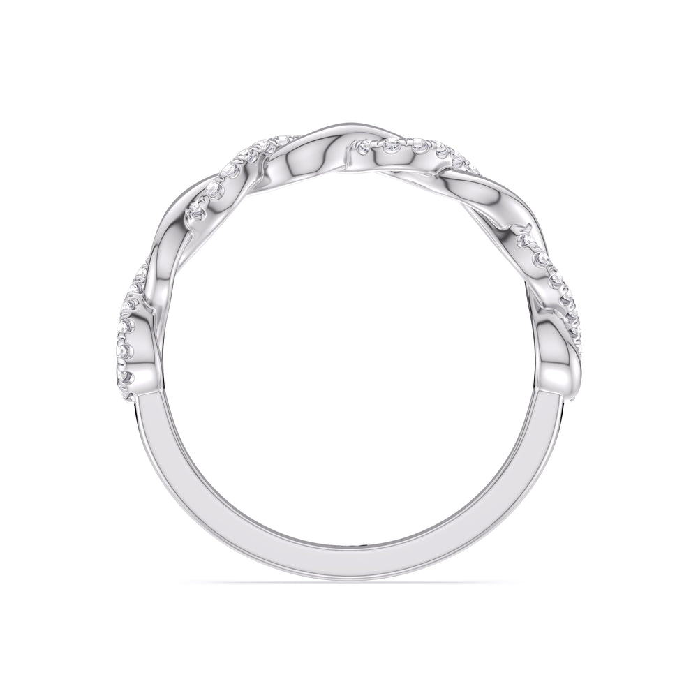 Fine Glamour Twisted Diamond Wedding Band with Platinum Cut Diamond in 14KT Platinum view 2
