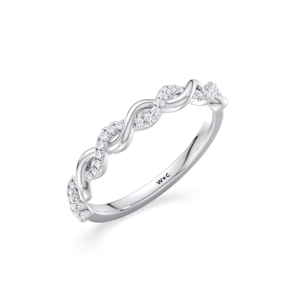 Fine Glamour Twisted Diamond Wedding Band with Platinum Cut Diamond in 14KT Platinum view 4
