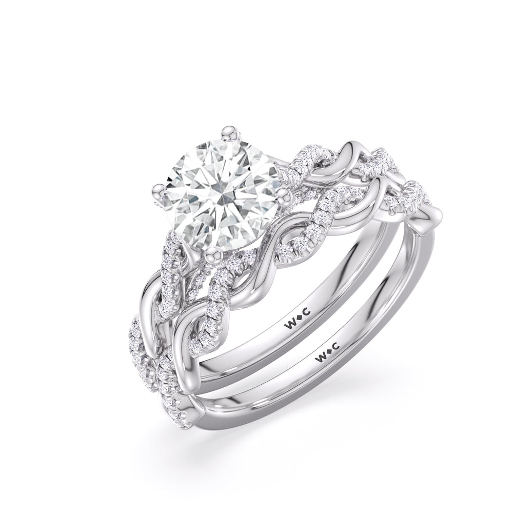 Fine Glamour Twisted Diamond Engagement Ring with Cushion Cut Diamond in 14KT Platinum view 6
