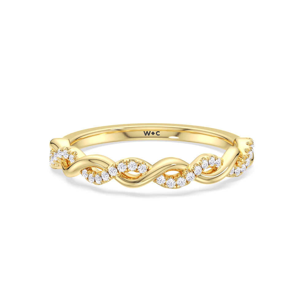Fine Glamour Twisted Diamond Wedding Band with 18KT Yellow Gold Cut Diamond in 14KT Yellow Gold view 1
