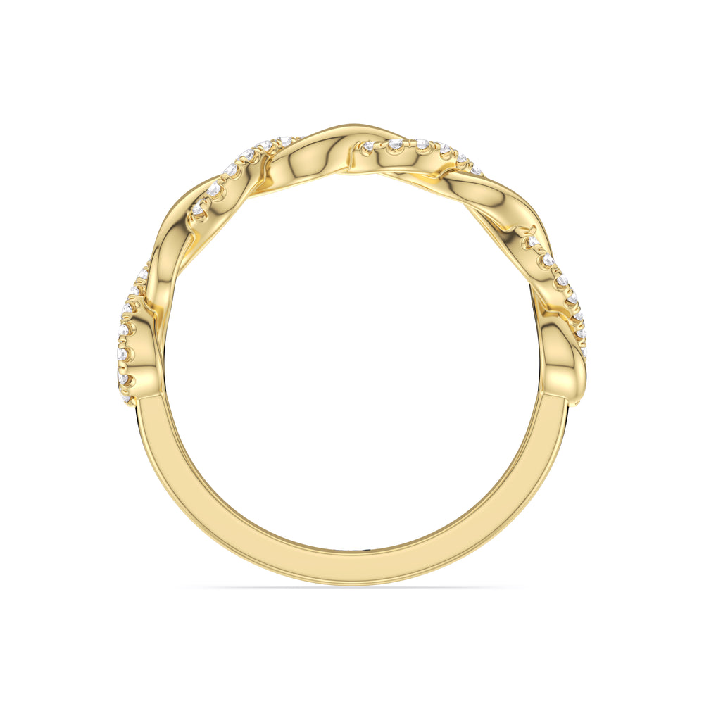 Fine Glamour Twisted Diamond Wedding Band with 18KT Yellow Gold Cut Diamond in 14KT Yellow Gold view 2
