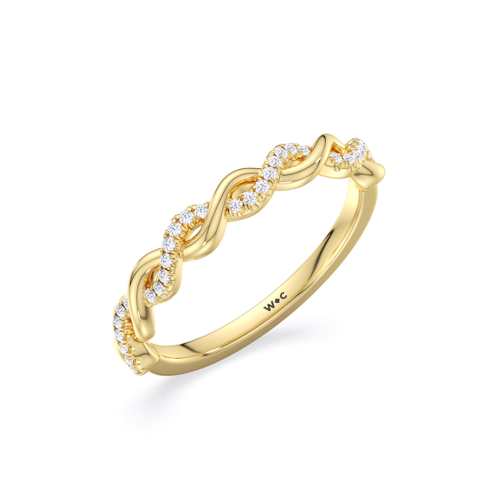 Fine Glamour Twisted Diamond Wedding Band with 18KT Yellow Gold Cut Diamond in 14KT Yellow Gold view 4
