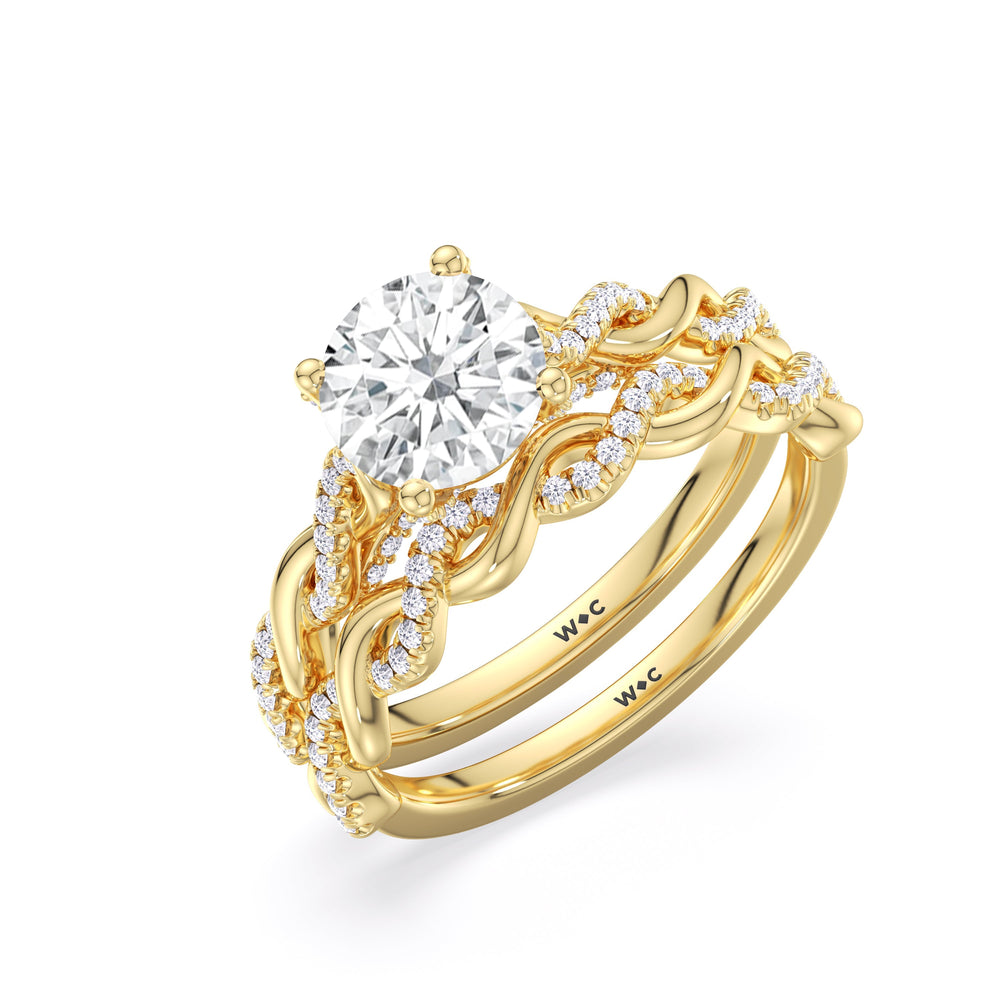 Fine Glamour Twisted Diamond Engagement Ring with Round Cut Diamond in 14KT Yellow Gold view 6
