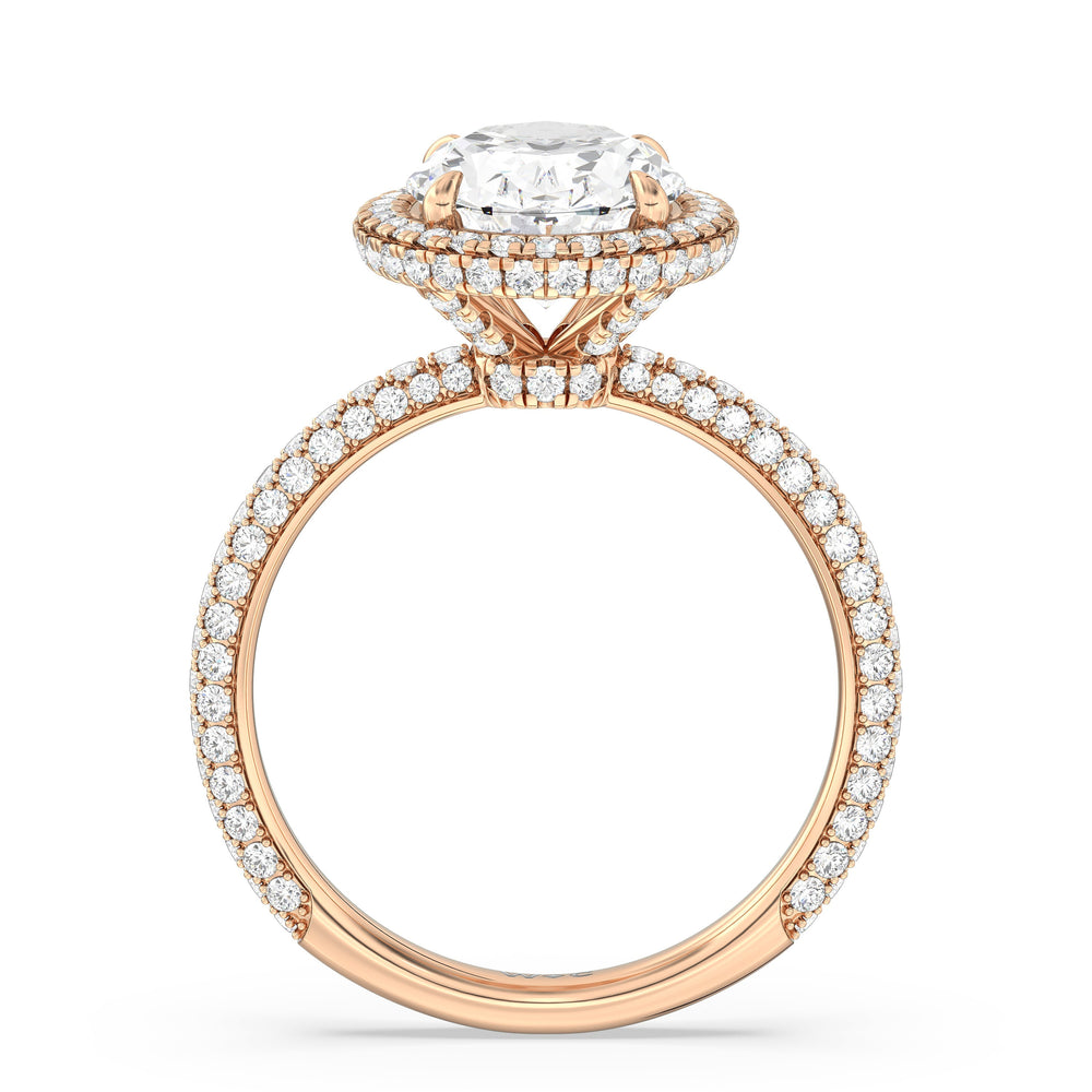 The Windsor Halo Ring with Oval Cut Diamond in 14KT Rose Gold view 7
