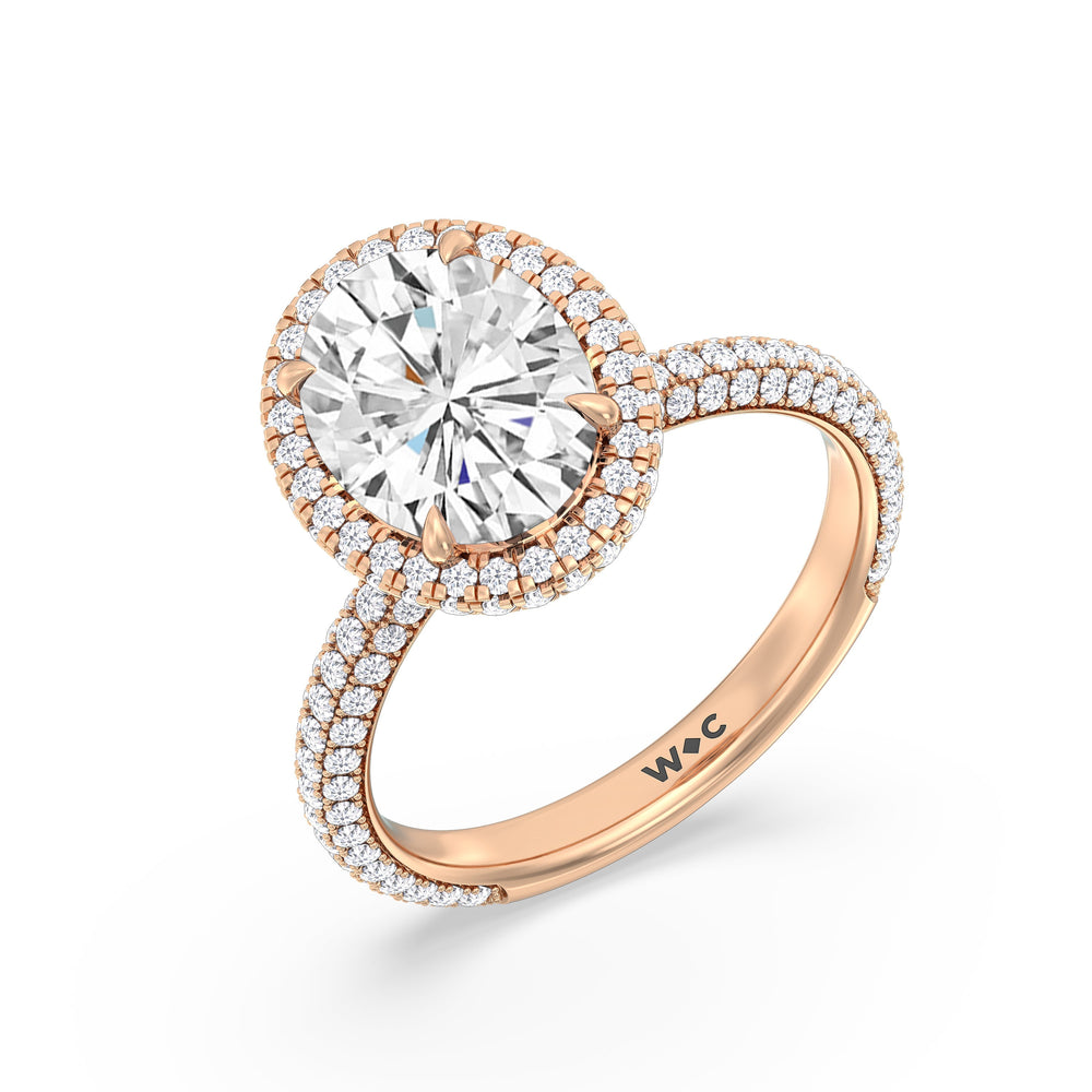 The Windsor Halo Ring with Oval Cut Diamond in 14KT Rose Gold view 8
