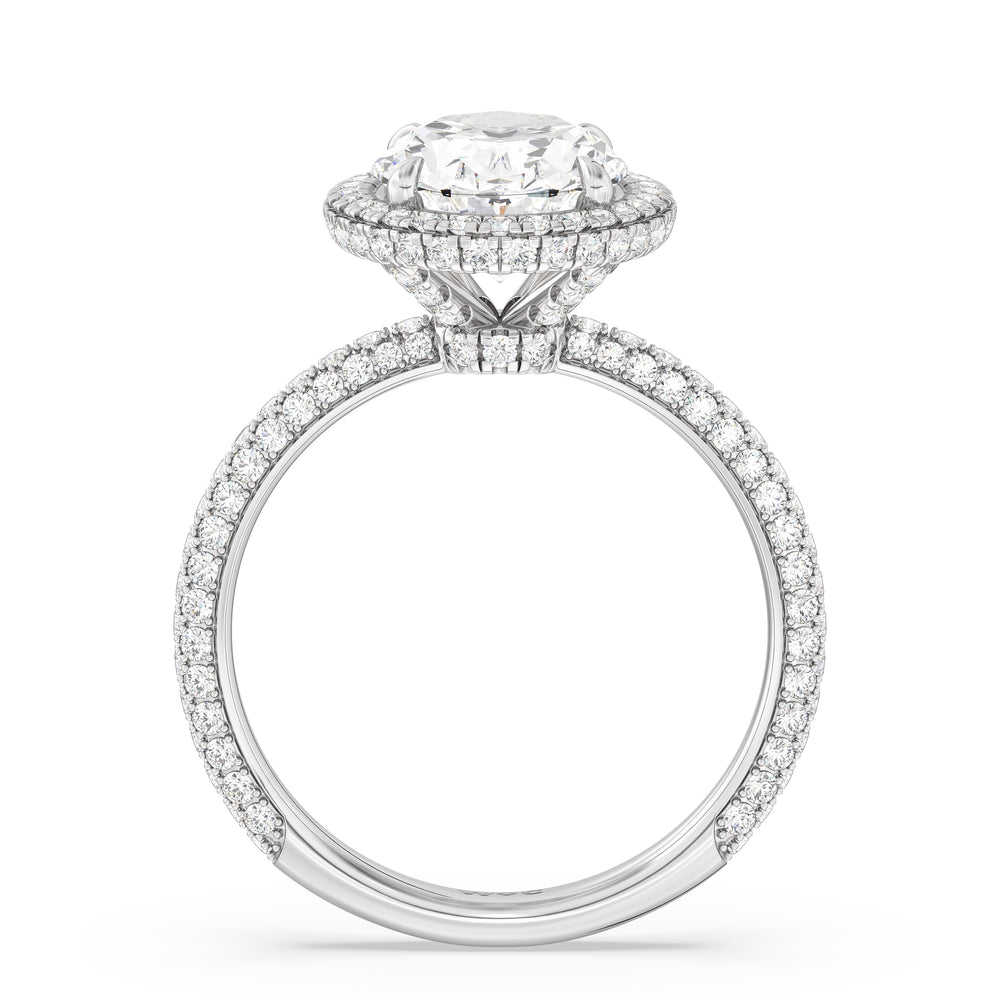 The Windsor Halo Ring with Oval Cut Diamond in 14KT Platinum view 7
