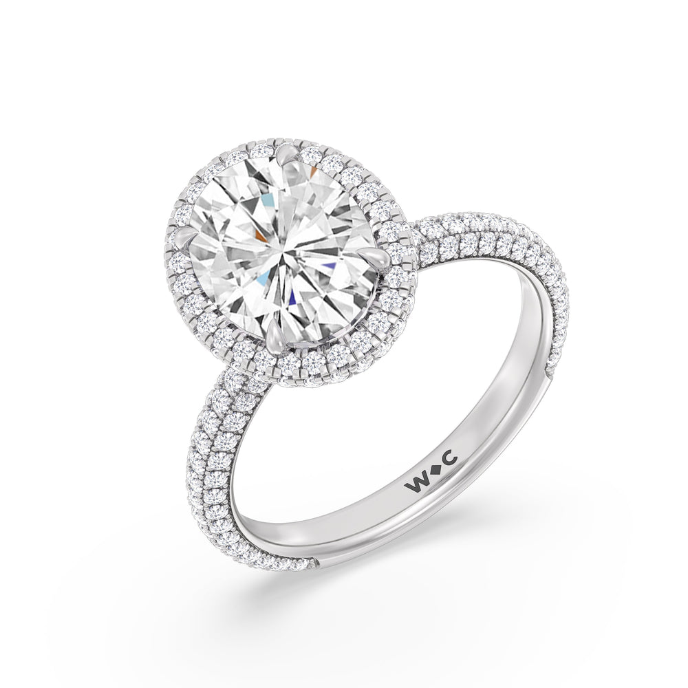 The Windsor Halo Ring with Oval Cut Diamond in 14KT Platinum view 8
