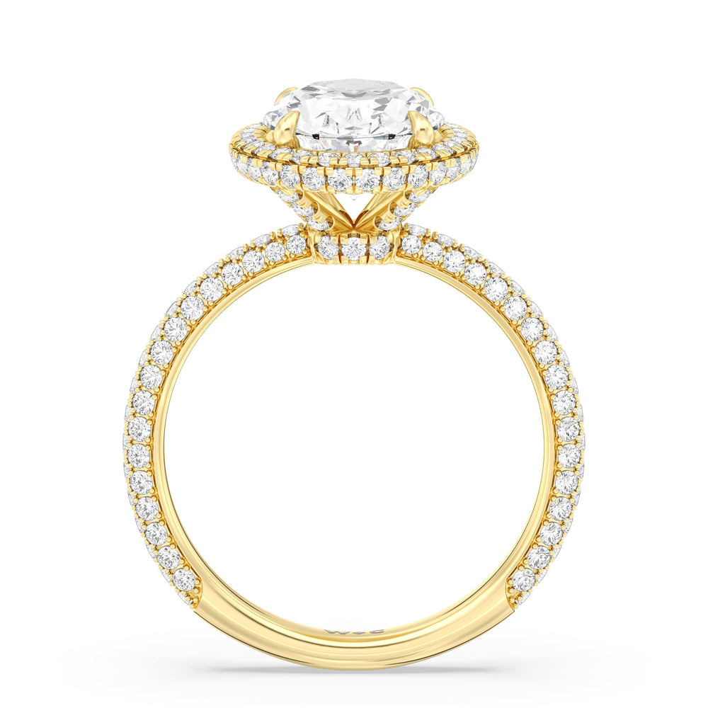 The Windsor Halo Ring with Oval Cut Diamond in 14KT Yellow Gold view 7
