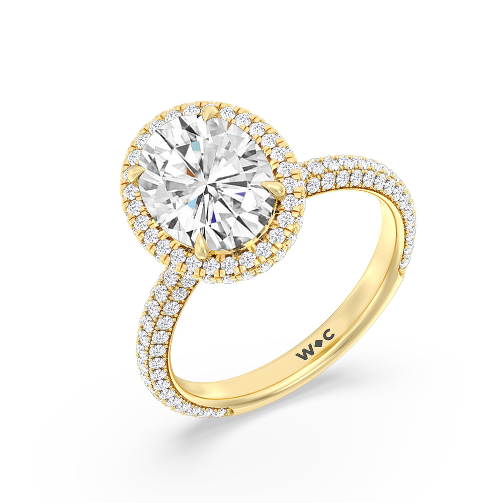 The Windsor Halo Ring with Oval Cut Diamond in 14KT Yellow Gold view 8
