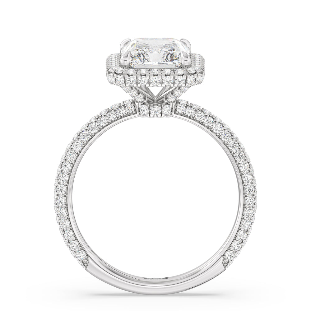 The Windsor Halo Ring with Radiant Cut Diamond in 14KT Platinum view 7
