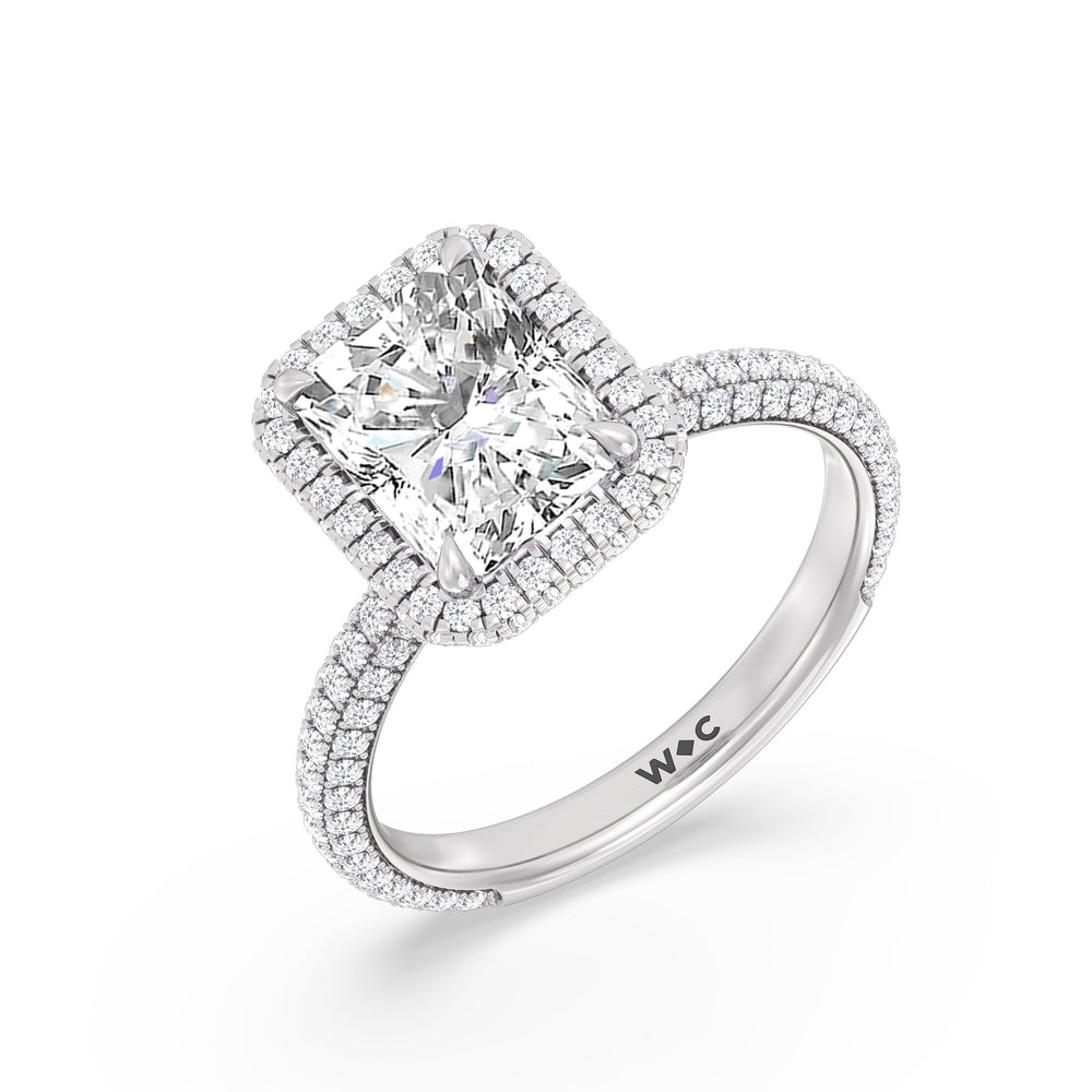 The Windsor Halo Ring with Radiant Cut Diamond in 14KT Platinum view 8
