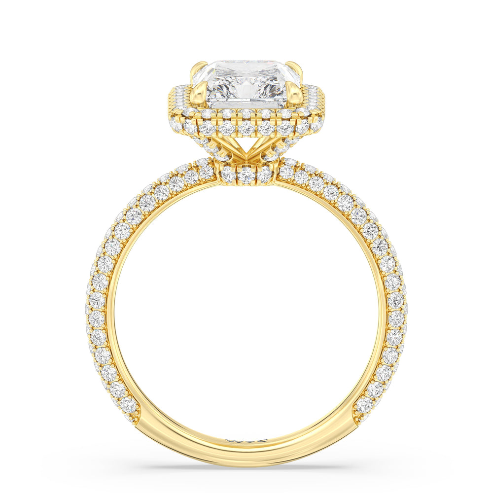 The Windsor Halo Ring with Radiant Cut Diamond in 14KT Yellow Gold view 7
