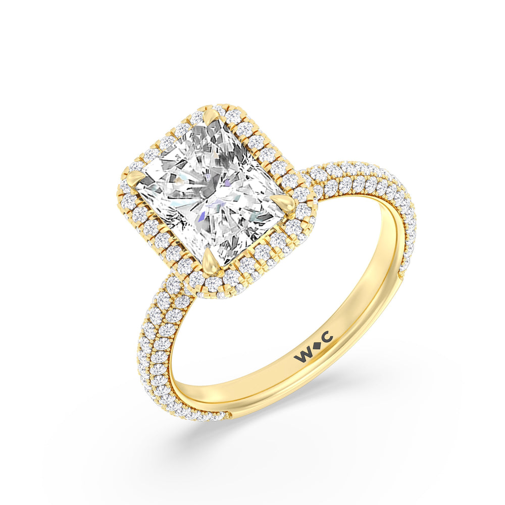 The Windsor Halo Ring with Radiant Cut Diamond in 14KT Yellow Gold view 8

