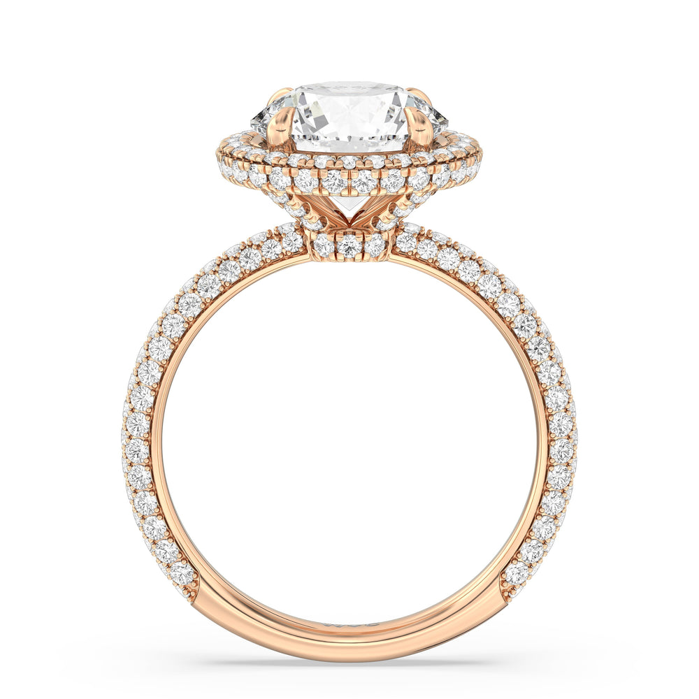 The Windsor Halo Ring with Round Cut Diamond in 14KT Rose Gold view 7

