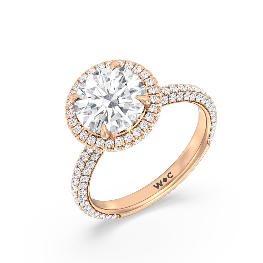 The Windsor Halo Ring with Round Cut Diamond in 14KT Rose Gold view 8
